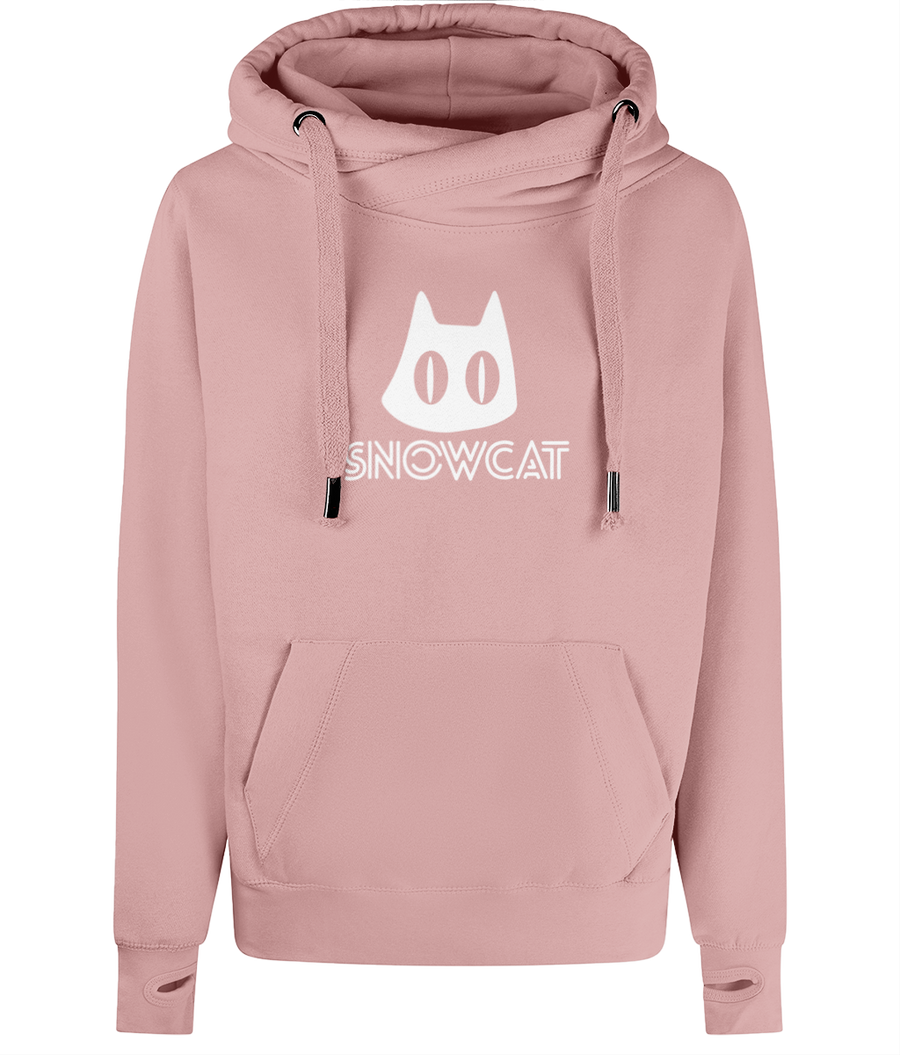 SNOWCAT Logo Oversized Vegan Cross Neck Hoodie Unisex