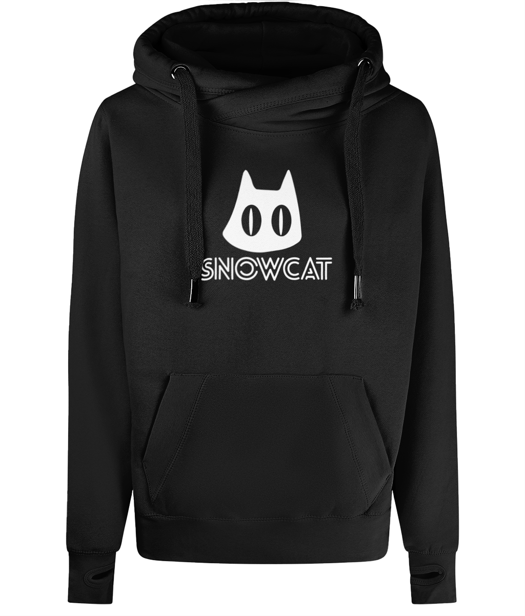 SNOWCAT Logo Oversized Vegan Cross Neck Hoodie Unisex