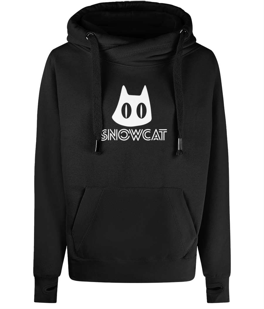 SNOWCAT Logo Oversized Vegan Cross Neck Hoodie Unisex