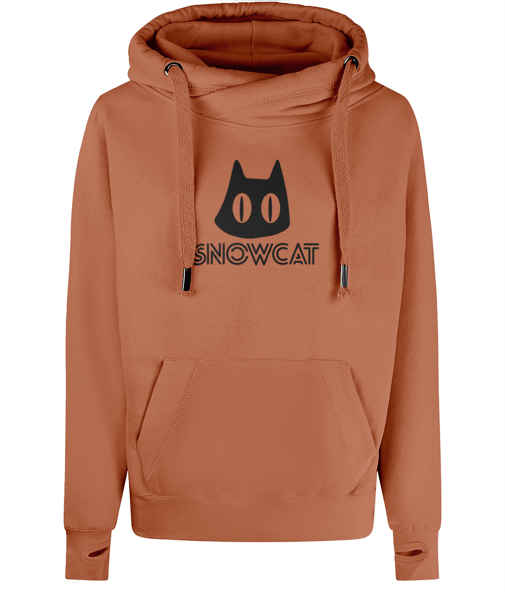 SNOWCAT Logo Oversized Vegan Cross Neck Hoodie Unisex SNOWCAT Logo Oversized Vegan Cross Neck Hoodie Unisex
