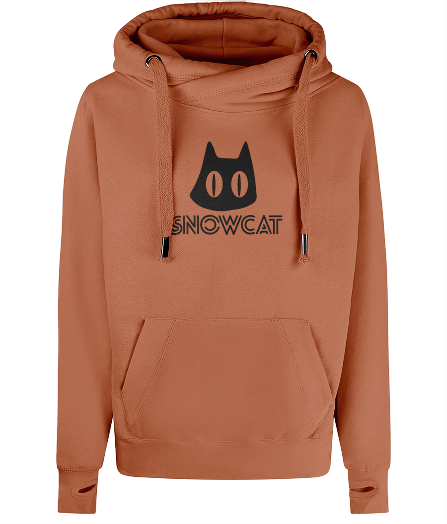 SNOWCAT Logo Oversized Vegan Cross Neck Hoodie Unisex