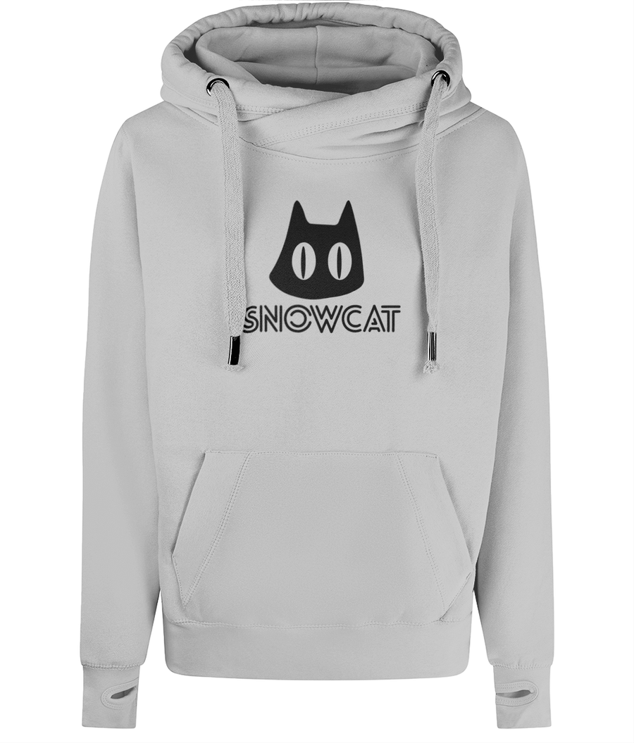 SNOWCAT Logo Oversized Vegan Cross Neck Hoodie Unisex