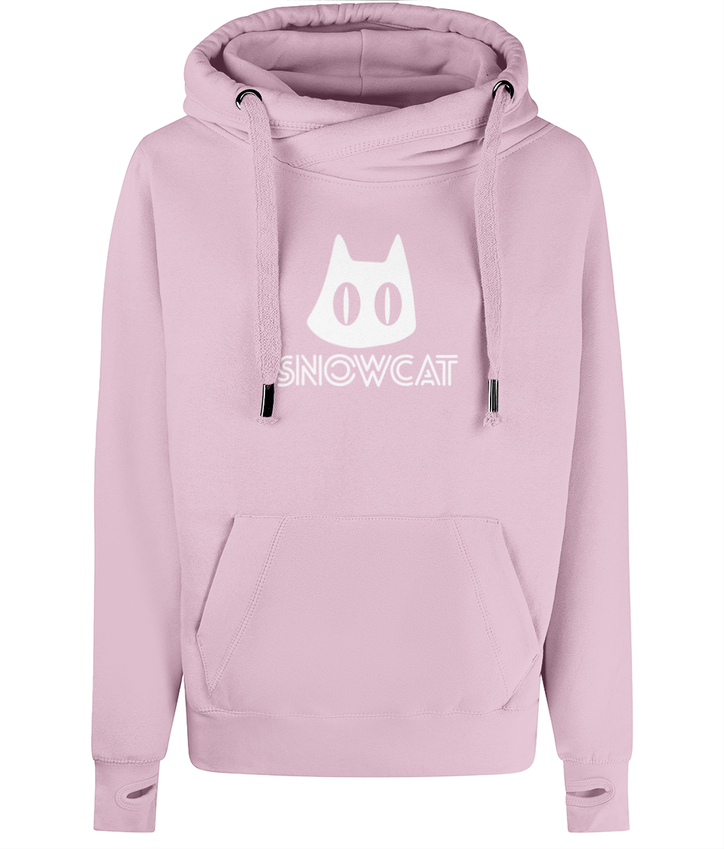 SNOWCAT Logo Oversized Vegan Cross Neck Hoodie Unisex