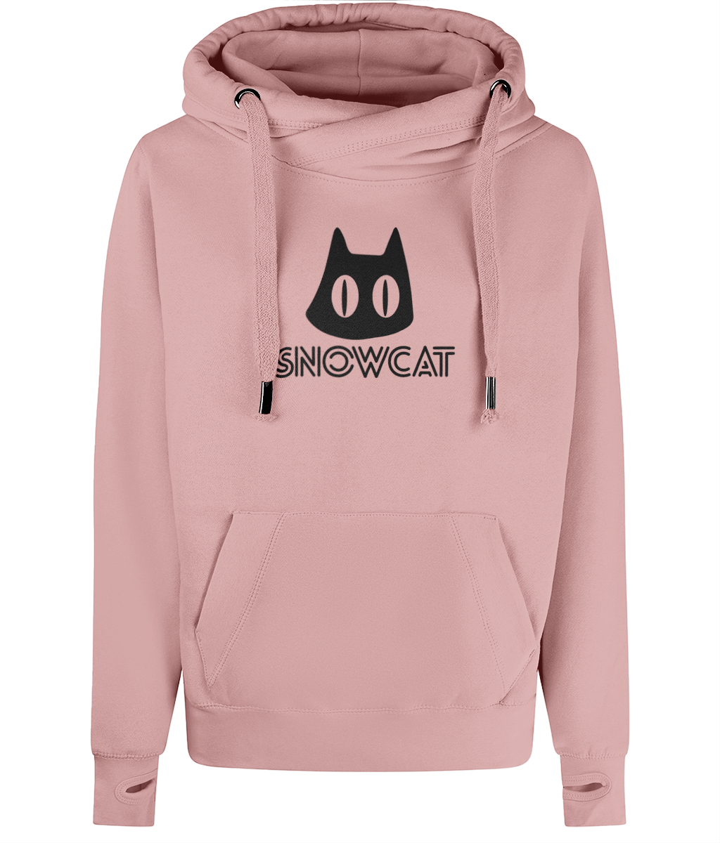 SNOWCAT Logo Oversized Vegan Cross Neck Hoodie Unisex