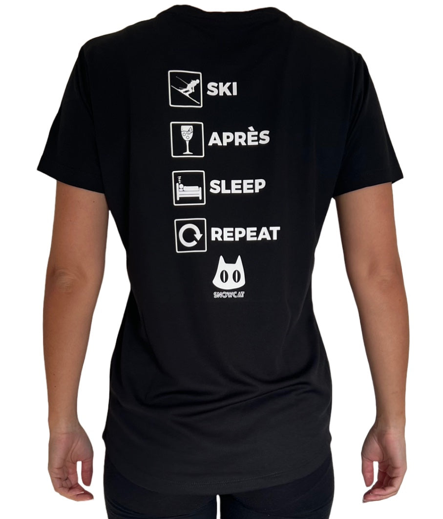 SNOWCAT "Ski, Après, Sleep, Repeat" T-shirt