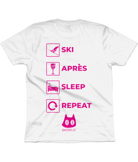Thumbnail for SNOWCAT Ski Après Sleep Repeat Organic Cotton T-Shirt Unisex