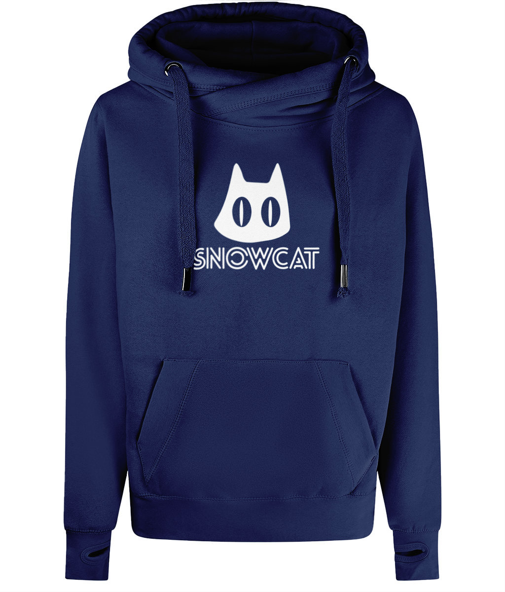 SNOWCAT Logo Oversized Vegan Cross Neck Hoodie Unisex