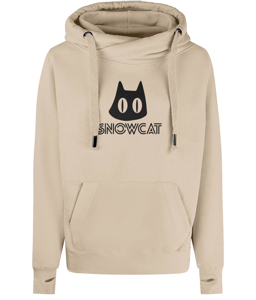 SNOWCAT Logo Oversized Vegan Cross Neck Hoodie Unisex