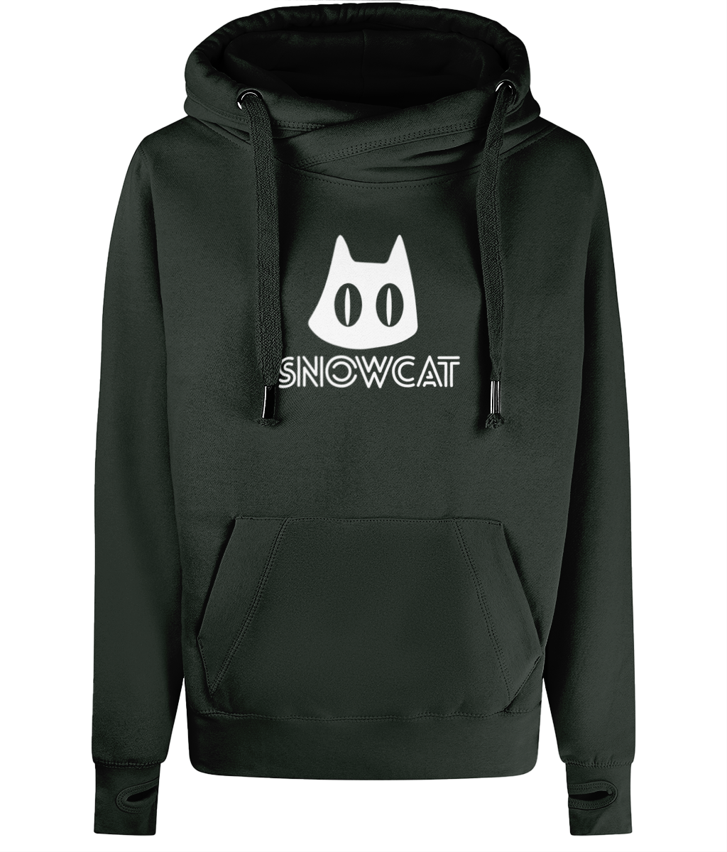 SNOWCAT Logo Oversized Vegan Cross Neck Hoodie Unisex